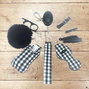 COPY - COPY - Safety Keychain - Black White Plaid